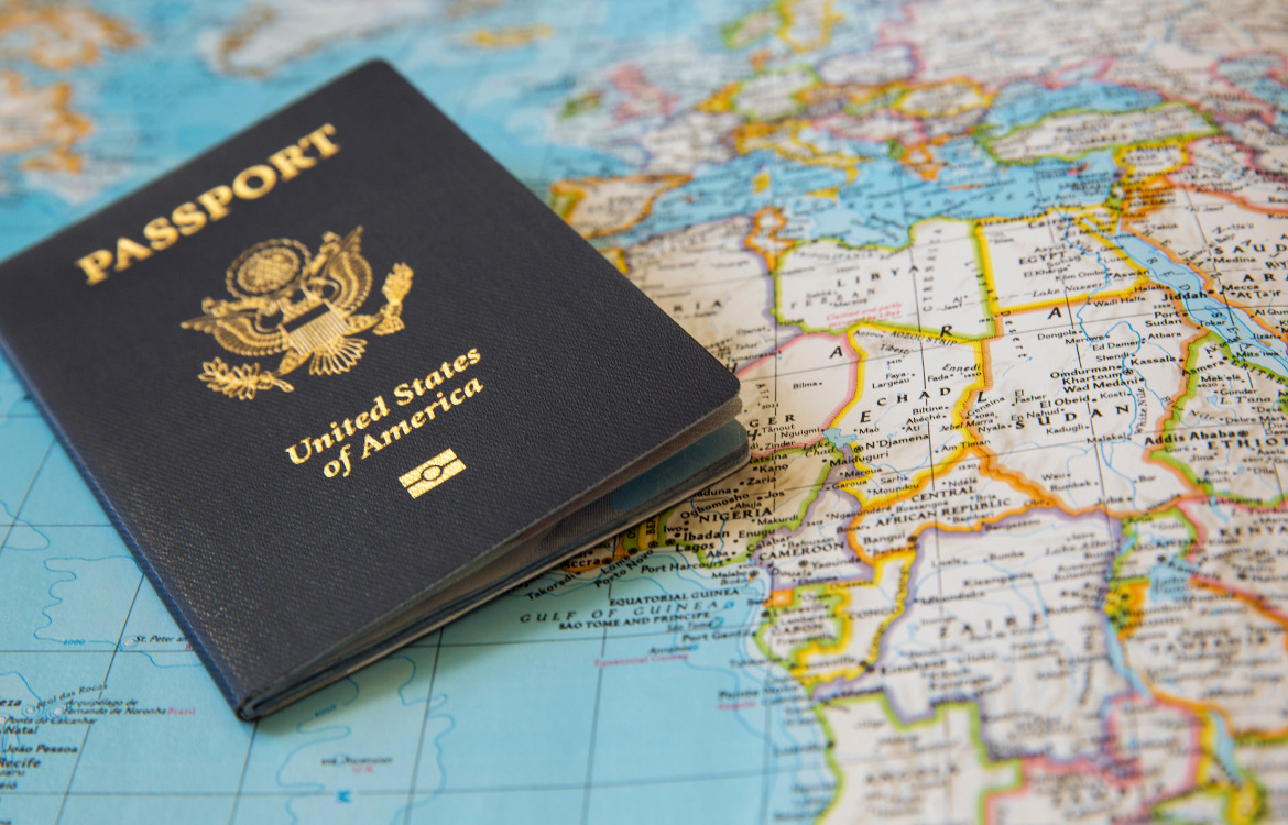Passport on Map